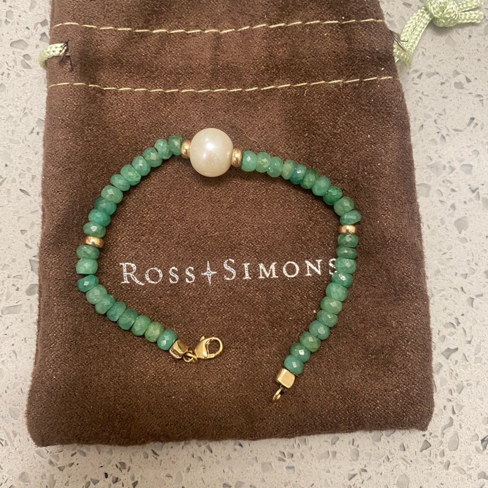 Ross and Simons genuine Emerald and 14k gold bracelet